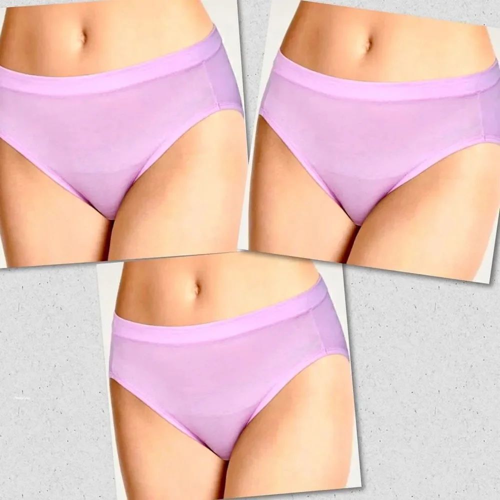 NWT Jockey Pack of 3 Sz 9 (2X) / XXL Pink Lilac Cotton Stretch Hi Cut Panties